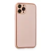 İphone 11 Pro Max Kılıf Coco Deri Silikon Kapak - Pembe