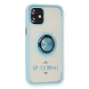 İphone 12 Kılıf Montreal Yüzüklü Silikon Kapak - Buz Mavi