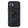 Apple İphone 12 Kılıf Pars Lens Yüzüklü Silikon - Lacivert
