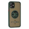 İphone 12 Mini Kılıf Montreal Yüzüklü Silikon Kapak - Yeşil