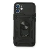 Apple İphone 12 Mini Kılıf Pars Lens Yüzüklü Silikon - Siyah