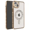 İphone 14 Kılıf Joke Simli Magneticsafe Kılıf - Gold
