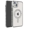 Apple İphone 14 Kılıf Joke Simli Magneticsafe Kılıf - Gümüş