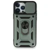 Apple İphone 15 Pro Kılıf Pars Lens Yüzüklü Silikon - Yeşil