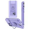 Apple İphone 15 Pro Kılıf Zuma Kartvizitli Yüzüklü Silikon - Lila