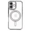 Apple İphone 16 Plus Kılıf Joke Simli Magneticsafe Kılıf - Gri