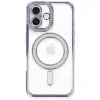 Apple İphone 16 Plus Kılıf Joke Simli Magneticsafe Kılıf - Mavi