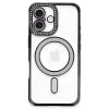 Apple İphone 16 Plus Kılıf Joke Simli Magneticsafe Kılıf - Siyah