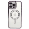 Apple İphone 16 Pro Kılıf Joke Simli Magneticsafe Kılıf - Derin Mor