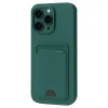 Apple İphone 16 Pro Kılıf Kelvin Kartvizitli Silikon - Koyu Yeşil