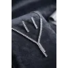 Arpa Zirkon Taşlı Su Yolu Kolye ve Küpe Set