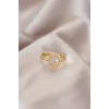 Ayarlamalı Gold Renk Metal Zirkon Taşlı Damla Model Yüzük