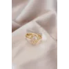 Ayarlamalı Gold Renk Metal Zirkon Taşlı Damla Model Yüzük