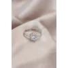 Ayarlamalı Gümüş Renk Metal Zirkon ve Kristal Taşlı Oval Model Yüzük
