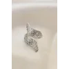 Ayarlamalı Silver Renk Metal Zirkon Taşlı Kanat Yüzük