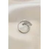 Ayarlamalı Silver Renk Metal Zirkon Taşlı Kanat Yüzük