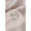 Ayarlamalı Silver Renk Metal Zirkon ve Kristal Taşlı Damla Model Yüzük