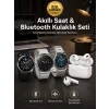 Aynalı Bluetooth Kulaklık Yeni Nesil Akıllı Saat Titreşimli Nabız Ölçer Spor Modları