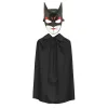 Batman Maskesi Cat Woman ve Batman Pelerini 90 cm Siyah Renk Set (5047)