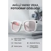 Beyaz Aı Akıllı Gözlük No 16 Kameralı Bluetooth Yapay Zeka Asistanlı Kameralı Bluetooth Akıllı