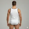 Beyaz Delikli Kumaş Tank Top Slip Takımı