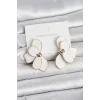 Beyaz Mineli Lotus Model Pirinç Kadın Küpe