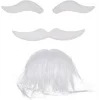 Beyaz Renk Kendinden Yapışkanlı Takma Sakal Bıyık ve Kaş Seti