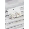 Beyaz Renk Kristal Taşlı Çiçek Model Kadın Küpe