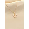 Beyaz Sedefli Kelebek Figürlü Kadın Kolye