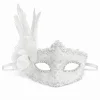 Beyaz Tüylü Venedik Lüks Balo Maskesi