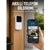 Beyaz Wi-Fi Akıllı Görüntülü Kapı Zili HD Kamera, Gece Görüşü ve Telefon Bildirimli Kablosuz Kapı Zili