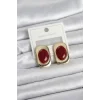 Bordo Renk Kare Model Vintage Kadın Küpe
