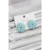 Buz Mavisi Renk Kristal Taşlı Çiçek Model Kadın Küpe