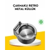 Çakmaklı Küllük Paslanmaz Metal Yuvarlak Tasarım