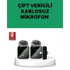 Canlı Yayın ve Video Çekimleri İçin Çiftli Kablosuz Yaka Mikrofon