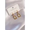 Çelik Gold Renk Kare Kadın Küpe