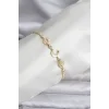 Charmlı Model Zirkon Taşlı Gold Renk Su Yolu Kadın Bileklik