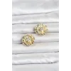 Çiçek Model Zirkon Taşlı Düğme veya Manşet Broşu