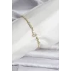Çiçekli Model Zirkon Taşlı Gold Renk Su Yolu Kadın Bileklik
