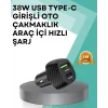 Çift Cihaz Destekli 38W Güçlü Çakmaklık Araç Şarj Cihazı