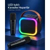 Çift Kablosuz Mikrofonlu LED Işıklı Bluetooth Karaoke Hoparlör Seti