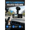 Çift Kameralı WiFi Araç Kamerası 170° Geniş Açı Full HD Araç İçi Kayıt Sistemi
