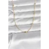 CM 14K Gold Renk Damla Topçuk Model Zincirli 60 cm Kadın Kolye
