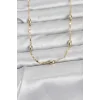 CM 14K Gold Renk Damla Topçuklu Zincir Model 60 cm Kadın Kolye