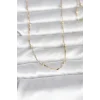 CM 14K Gold Renk Kesme Çubuk Zincir Topçuklu Model 60 cm Kadın Kolye