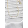 CM 14K Gold Renk Lazerli Yassı Model Zincirli 60 cm Kadın Kolye