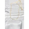 CM 14K Gold Renk Lazerli Yassı Model Zincirli 60 cm Kadın Kolye
