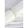 CM 14K Gold Renk Yassı Ezme Burgu Model Kadın Bileklik