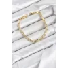 CM Kare Halka Model Gold Renk Pirinç Kadın Bileklik