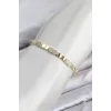 CM Kare Model Zirkon Taşlı VIP Seri Gold Renk Pirinç Kadın Bileklik